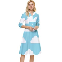 Clouds Blue Pattern Classy Knee Length Dress by ConteMonfrey