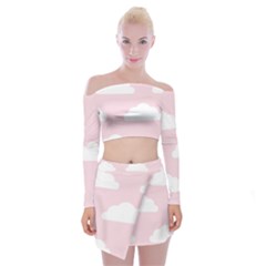 Clouds Pink Pattern   Off Shoulder Top With Mini Skirt Set by ConteMonfrey