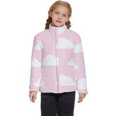 Clouds Pink Pattern   Kids  Puffer Bubble Jacket Coat