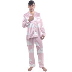 Clouds Pink Pattern   Men s Long Sleeve Satin Pajamas Set by ConteMonfrey