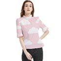 Clouds Pink Pattern   Frill Neck Blouse View1