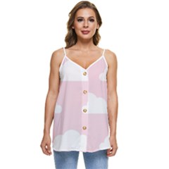 Clouds Pink Pattern   Casual Spaghetti Strap Chiffon Top by ConteMonfrey