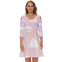 Clouds Pink Pattern   Shoulder Cut Out Zip Up Dress