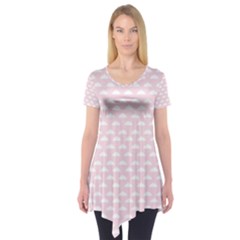 Little Clouds Pattern Pink Short Sleeve Tunic  by ConteMonfrey