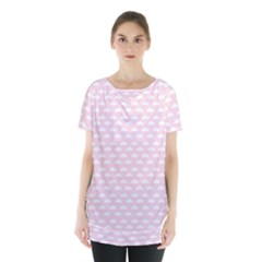 Little Clouds Pattern Pink Skirt Hem Sports Top by ConteMonfrey