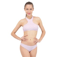 Little Clouds Pattern Pink High Neck Bikini Set by ConteMonfrey