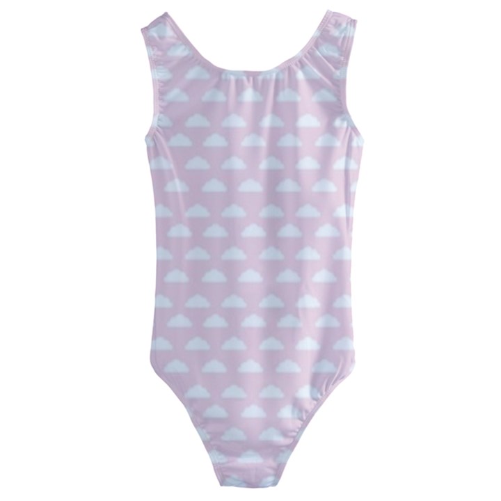 Little Clouds Pattern Pink Kids  Cut-Out Back One Piece Swimsuit