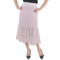 Little Clouds Pattern Pink Midi Mermaid Skirt by ConteMonfrey