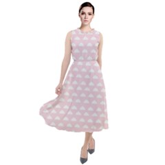 Little Clouds Pattern Pink Round Neck Boho Dress by ConteMonfrey