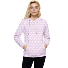 Little Clouds Pattern Pink Women s Lightweight Drawstring Hoodie by ConteMonfrey