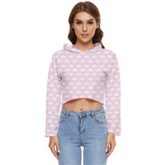 Little Clouds Pattern Pink Women s Lightweight Cropped Hoodie by ConteMonfrey