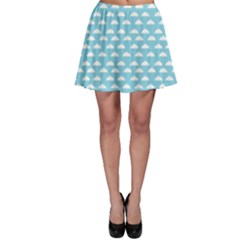 Little Clouds Blue  Skater Skirt