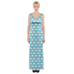 Little Clouds Blue  Thigh Split Maxi Dress by ConteMonfrey