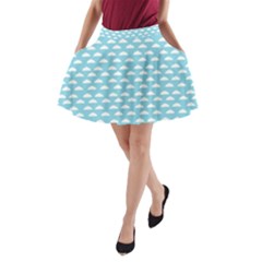 Little Clouds Blue  A-line Pocket Skirt by ConteMonfrey