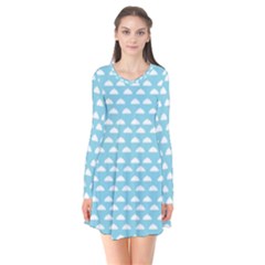 Little Clouds Blue  Long Sleeve V-neck Flare Dress by ConteMonfrey