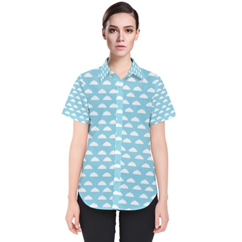 Little Clouds Blue  Women s Short Sleeve Shirt by ConteMonfrey