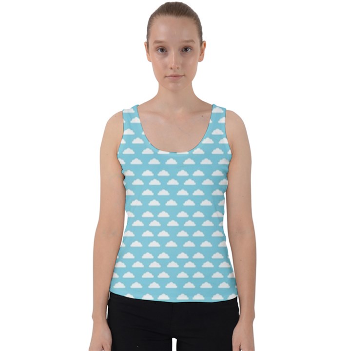 Little Clouds Blue  Velvet Tank Top