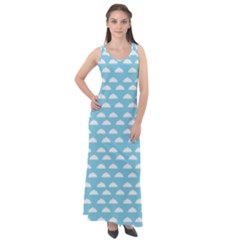 Little Clouds Blue  Sleeveless Velour Maxi Dress by ConteMonfrey