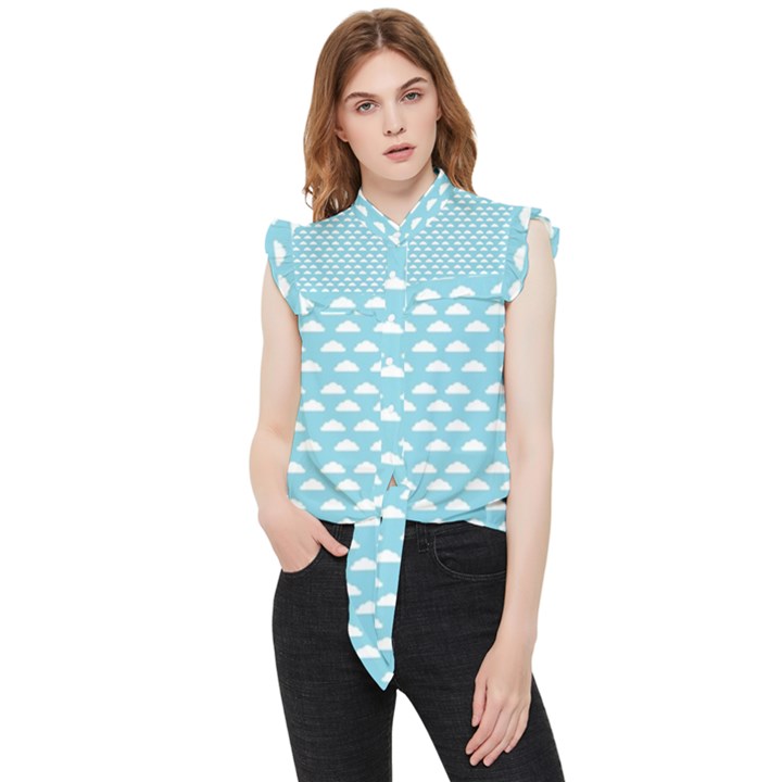 Little Clouds Blue  Frill Detail Shirt