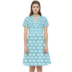 Little Clouds Blue  Short Sleeve Waist Detail Dress by ConteMonfrey