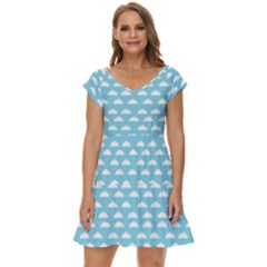 Little Clouds Blue  Short Sleeve Tiered Mini Dress by ConteMonfrey