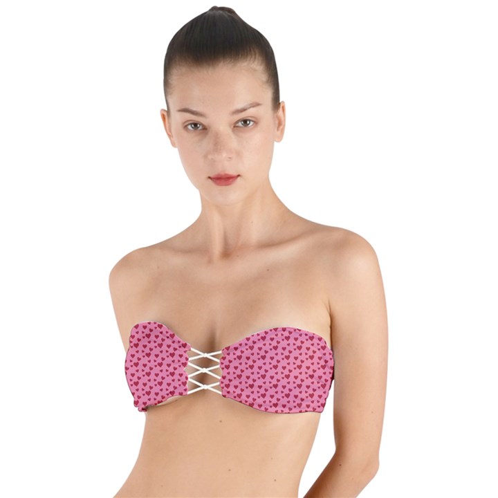 Cute Little Hearts Twist Bandeau Bikini Top