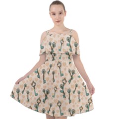 Romantic Heart Keys Cut Out Shoulders Chiffon Dress by ConteMonfrey