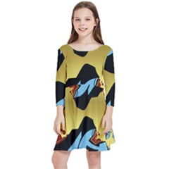 Abstract 3d Art New World Kids  Quarter Sleeve Skater Dress by Wegoenart