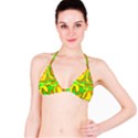 Groovy Wavy Pattern Colorful Pattern Bikini Top View1