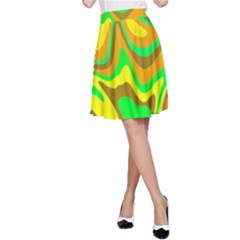 Groovy Wavy Pattern Colorful Pattern A-line Skirt by Wegoenart