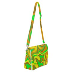 Groovy Wavy Pattern Colorful Pattern Shoulder Bag With Back Zipper by Wegoenart