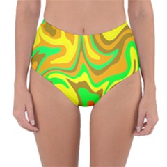 Groovy Wavy Pattern Colorful Pattern Reversible High-waist Bikini Bottoms by Wegoenart