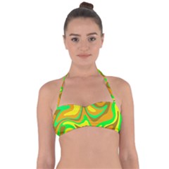 Groovy Wavy Pattern Colorful Pattern Halter Bandeau Bikini Top by Wegoenart