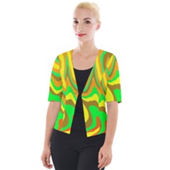 Groovy Wavy Pattern Colorful Pattern Cropped Button Cardigan by Wegoenart