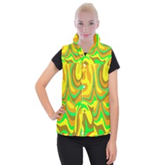 Groovy Wavy Pattern Colorful Pattern Women s Button Up Vest by Wegoenart