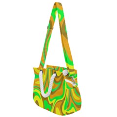 Groovy Wavy Pattern Colorful Pattern Rope Handles Shoulder Strap Bag by Wegoenart