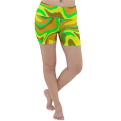 Groovy Wavy Pattern Colorful Pattern Lightweight Velour Yoga Shorts by Wegoenart