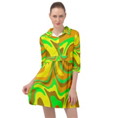 Groovy Wavy Pattern Colorful Pattern Mini Skater Shirt Dress by Wegoenart