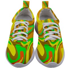 Groovy Wavy Pattern Colorful Pattern Kids Athletic Shoes by Wegoenart