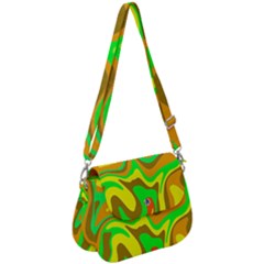 Groovy Wavy Pattern Colorful Pattern Saddle Handbag by Wegoenart