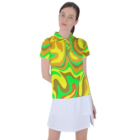 Groovy Wavy Pattern Colorful Pattern Women s Polo Tee by Wegoenart