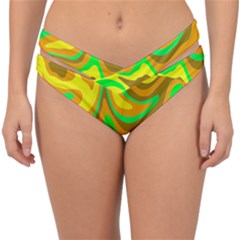 Groovy Wavy Pattern Colorful Pattern Double Strap Halter Bikini Bottom by Wegoenart