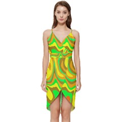 Groovy Wavy Pattern Colorful Pattern Wrap Frill Dress