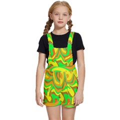 Groovy Wavy Pattern Colorful Pattern Kids  Short Overalls