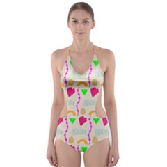 Geometric Shape Pattern Shapes Cut-out One Piece Swimsuit by Wegoenart