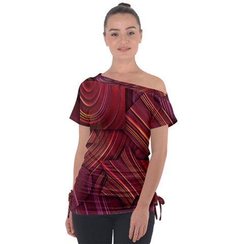 Shapes Shape Spiral Pattern Swirls Swril Off Shoulder Tie-up Tee by Wegoenart