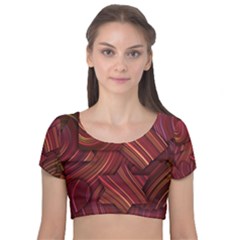 Shapes Shape Spiral Pattern Swirls Swril Velvet Short Sleeve Crop Top  by Wegoenart