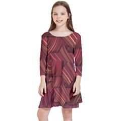 Shapes Shape Spiral Pattern Swirls Swril Kids  Quarter Sleeve Skater Dress by Wegoenart