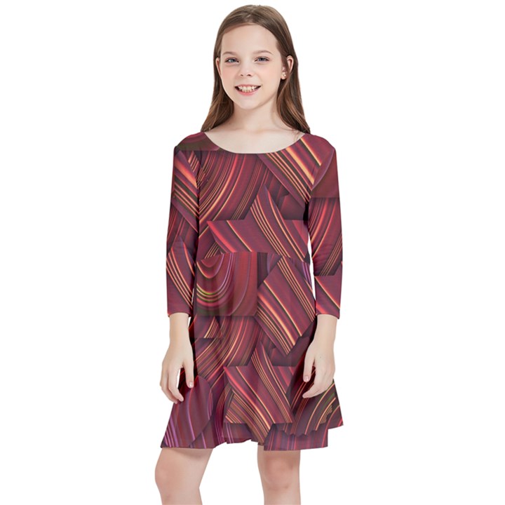 Shapes Shape Spiral Pattern Swirls Swril Kids  Quarter Sleeve Skater Dress