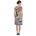 Puzzle Abstract Drawing Mysterious Short Sleeve Front Wrap Dress View2